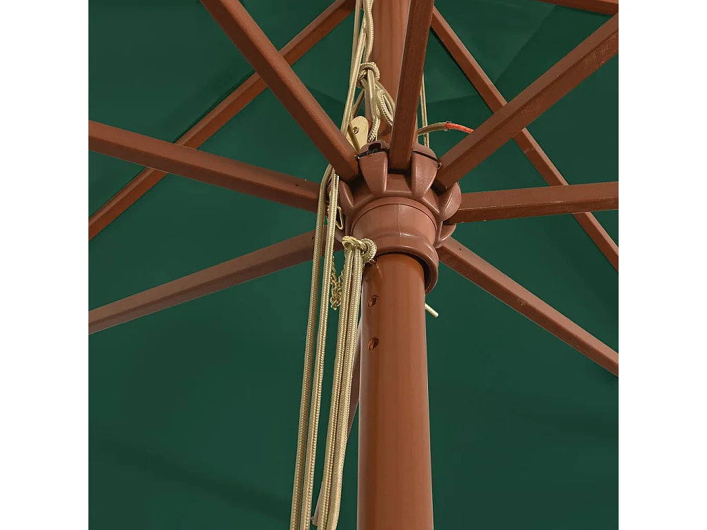 Tuinparasol met groene houten paal 400x273 cm