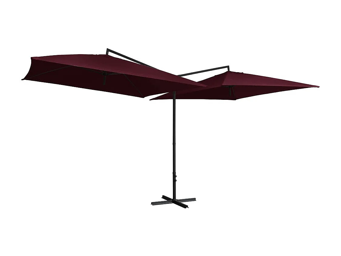 Parasol double avec mât en acier 250 x 250 cm Rouge bordeaux