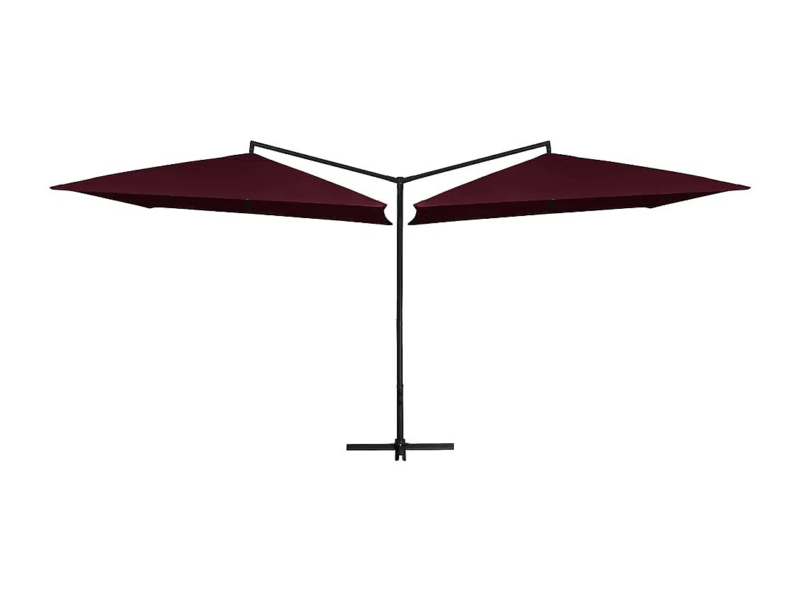 Parasol double avec mât en acier 250 x 250 cm Rouge bordeaux