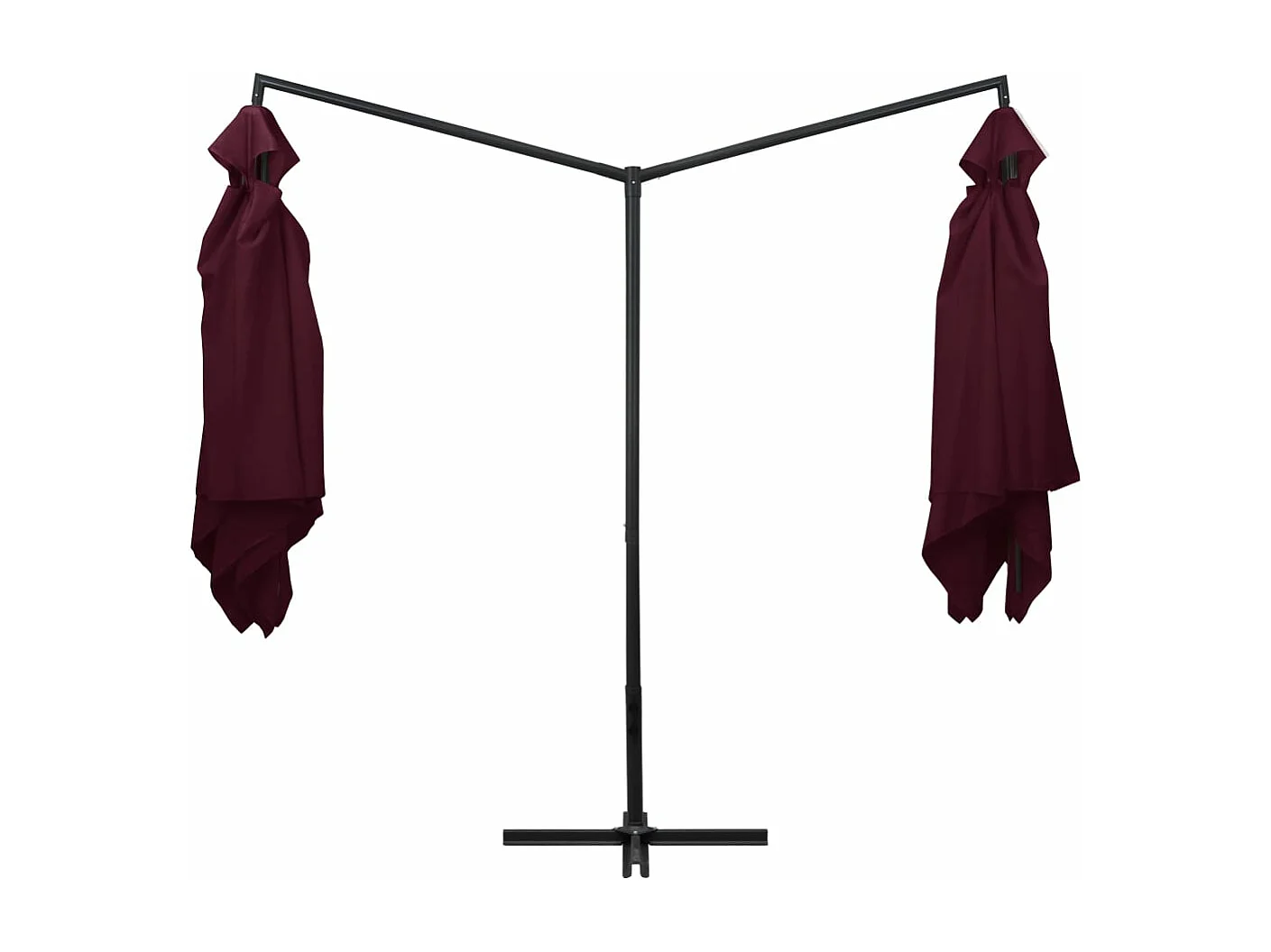Parasol double avec mât en acier 250 x 250 cm Rouge bordeaux