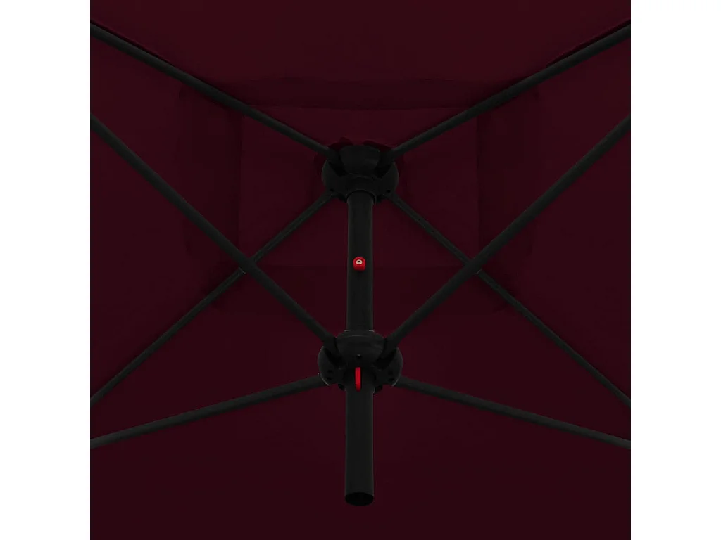Parasol double avec mât en acier 250 x 250 cm Rouge bordeaux