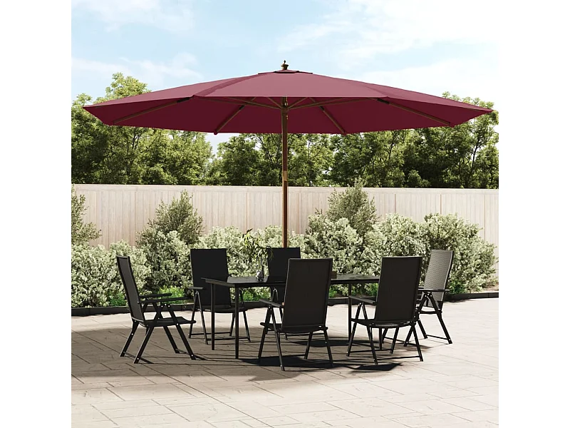 Ombrellone da giardino con palo in legno rosso bordeaux 400x273 cm