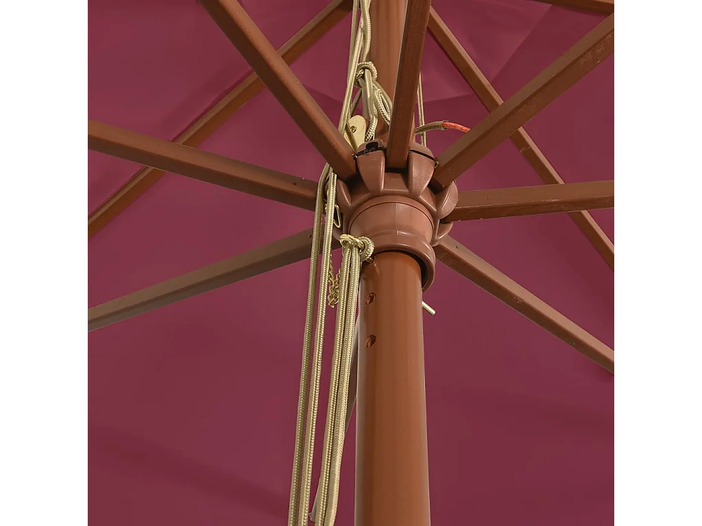 Parasol de jardin avec mât en bois rouge bordeaux 400x273 cm