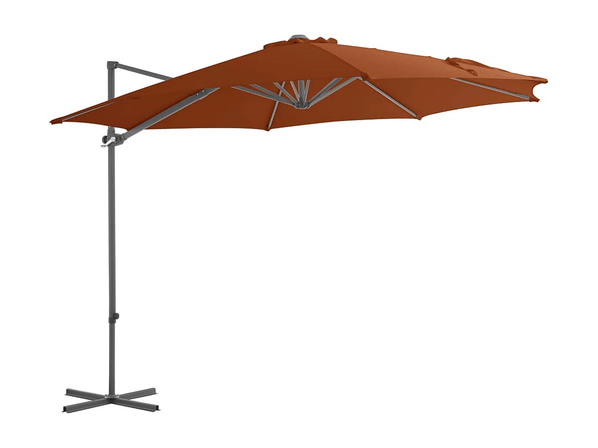 Parasol déporté avec mât en acier Terre cuite 300 cm