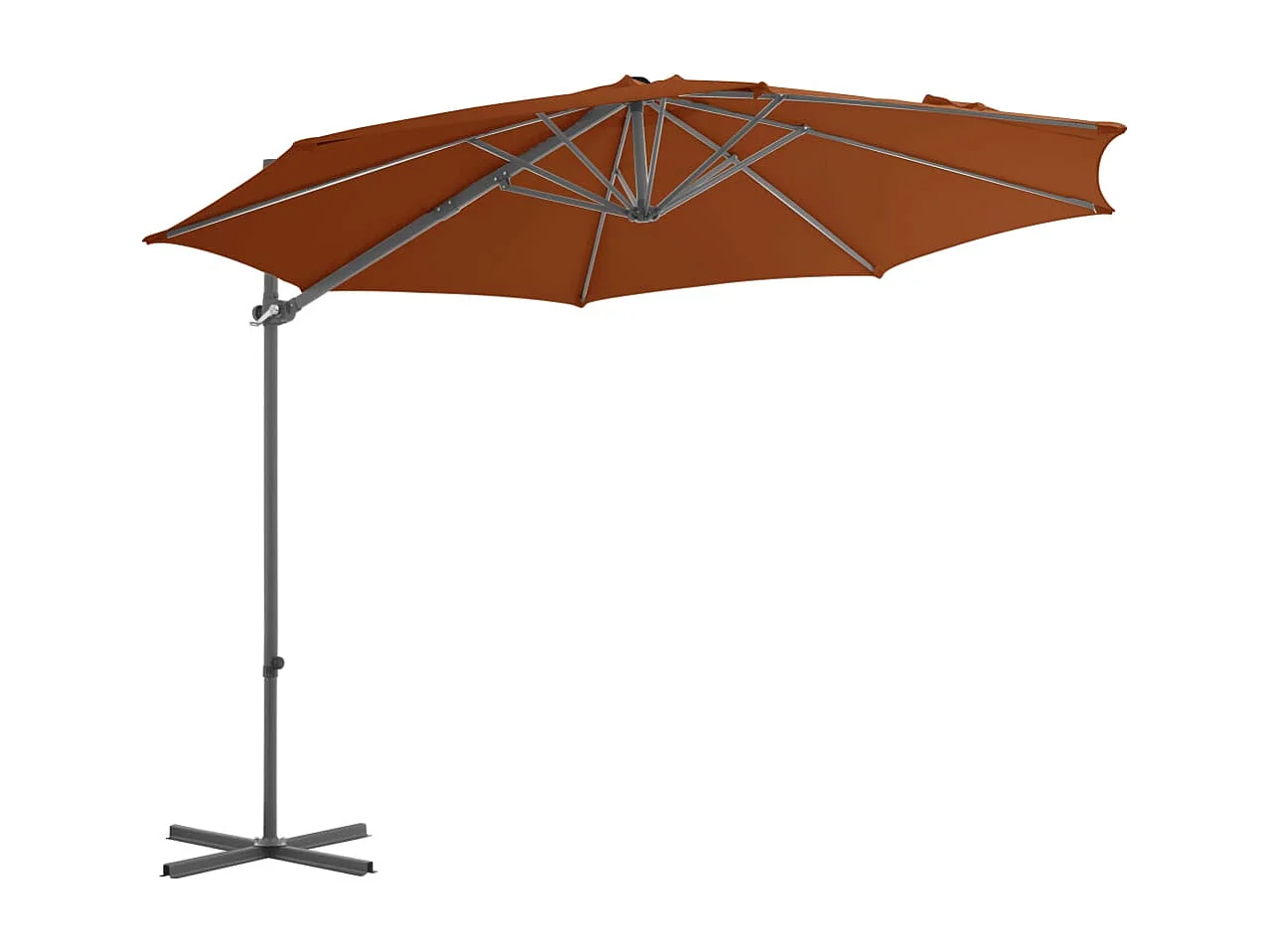 Parasol déporté avec mât en acier Terre cuite 300 cm