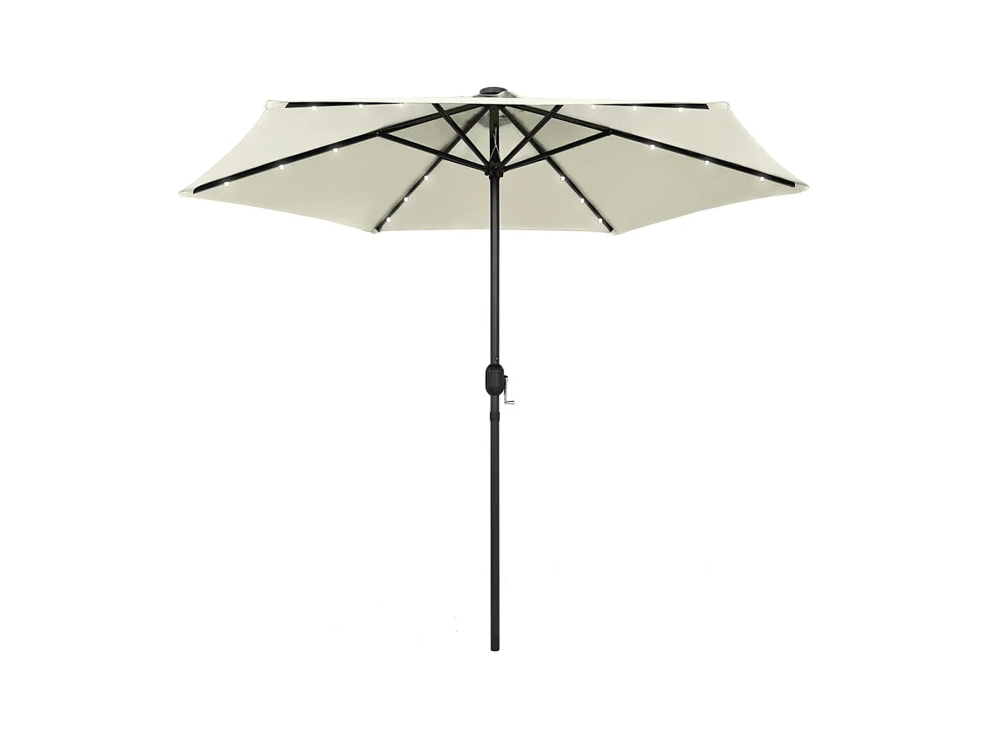 Parasol avec LED et mât en aluminium 270 cm Blanc sable