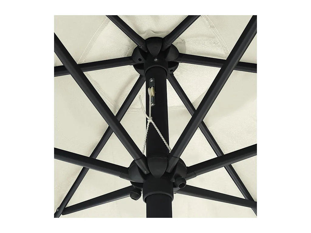 Parasol avec LED et mât en aluminium 270 cm Blanc sable