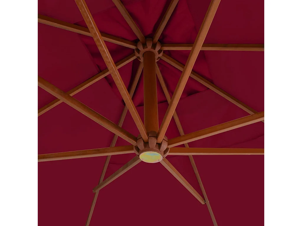 Zweefparasol met houten paal 400 x 300 cm Bordeaux