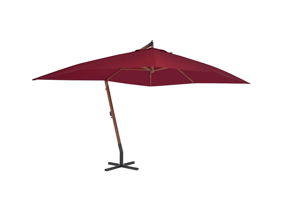 Guarda-sol cantilever com poste de madeira 400 x 300 cm Bordeaux