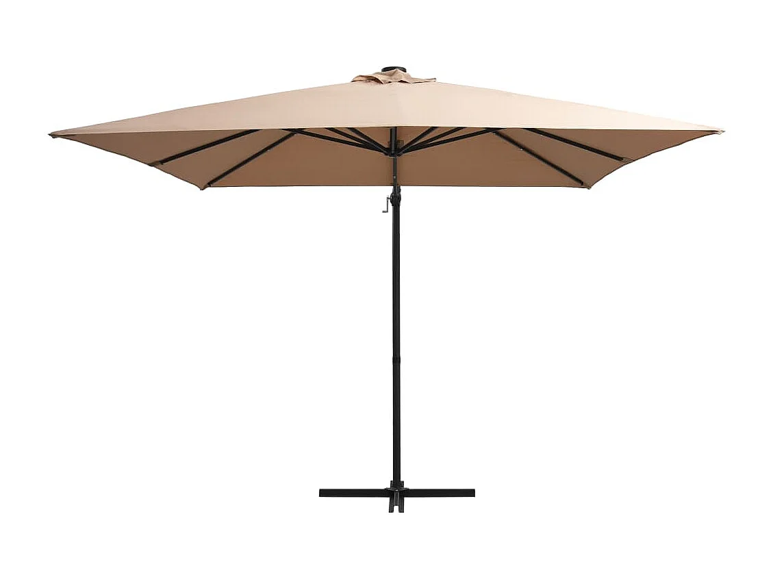 Parasol déporté avec LED et mât en acier 250x250 cm Taupe