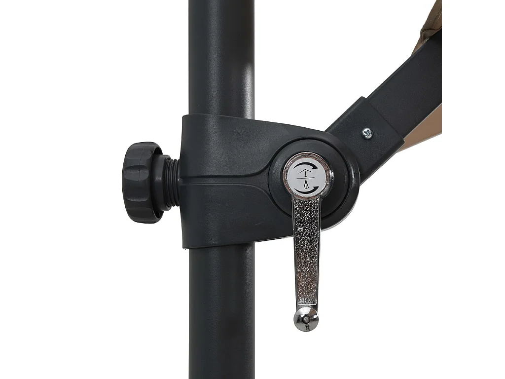 Parasol déporté avec LED et mât en acier 250x250 cm Taupe