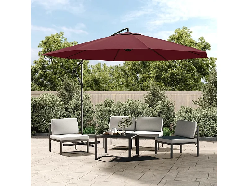 Ampelschirm mit Aluminiummast 350 cm Bordeaux