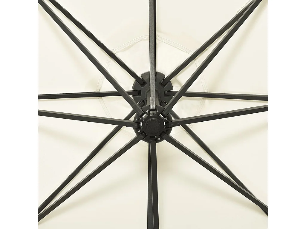 Parasol déporté avec mât et lumières LED Sable 300 cm