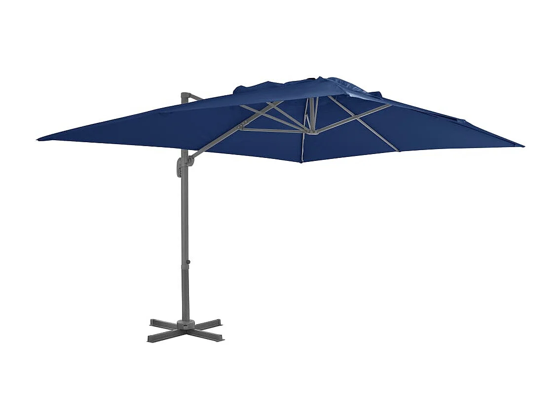 Offset parasol met aluminium paal 4x3 cm azuurblauw
