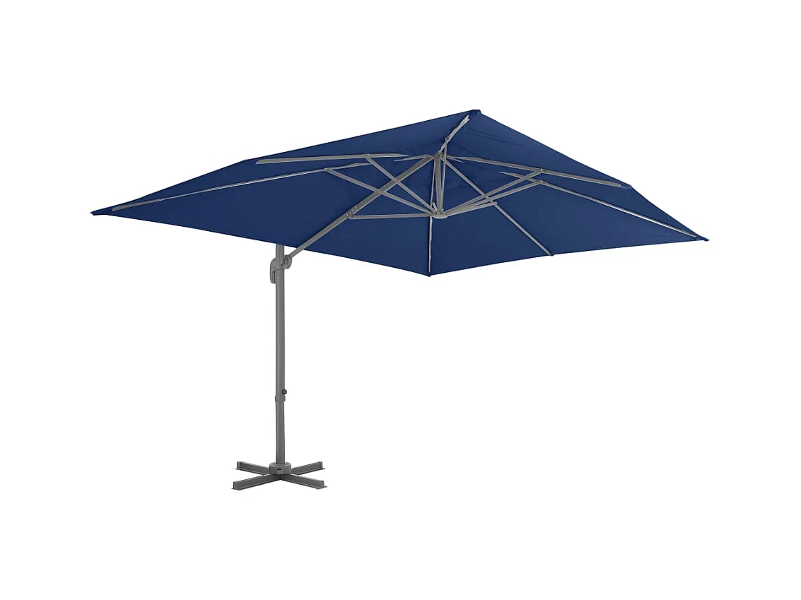 Offset parasol met aluminium paal 4x3 cm azuurblauw