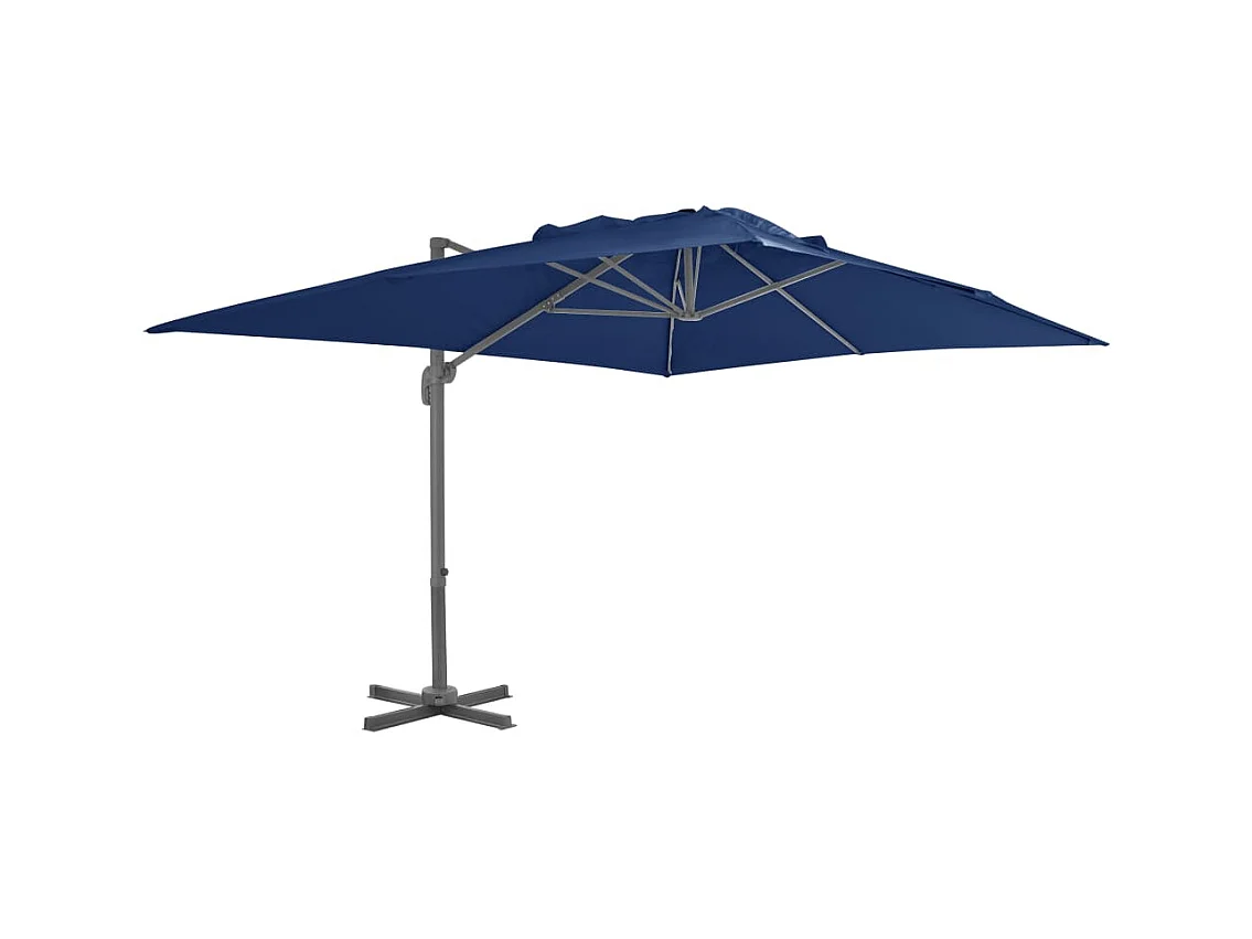 Offset parasol met aluminium paal 4x3 cm azuurblauw
