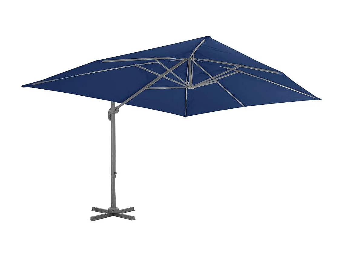 Offset parasol met aluminium paal 4x3 cm azuurblauw
