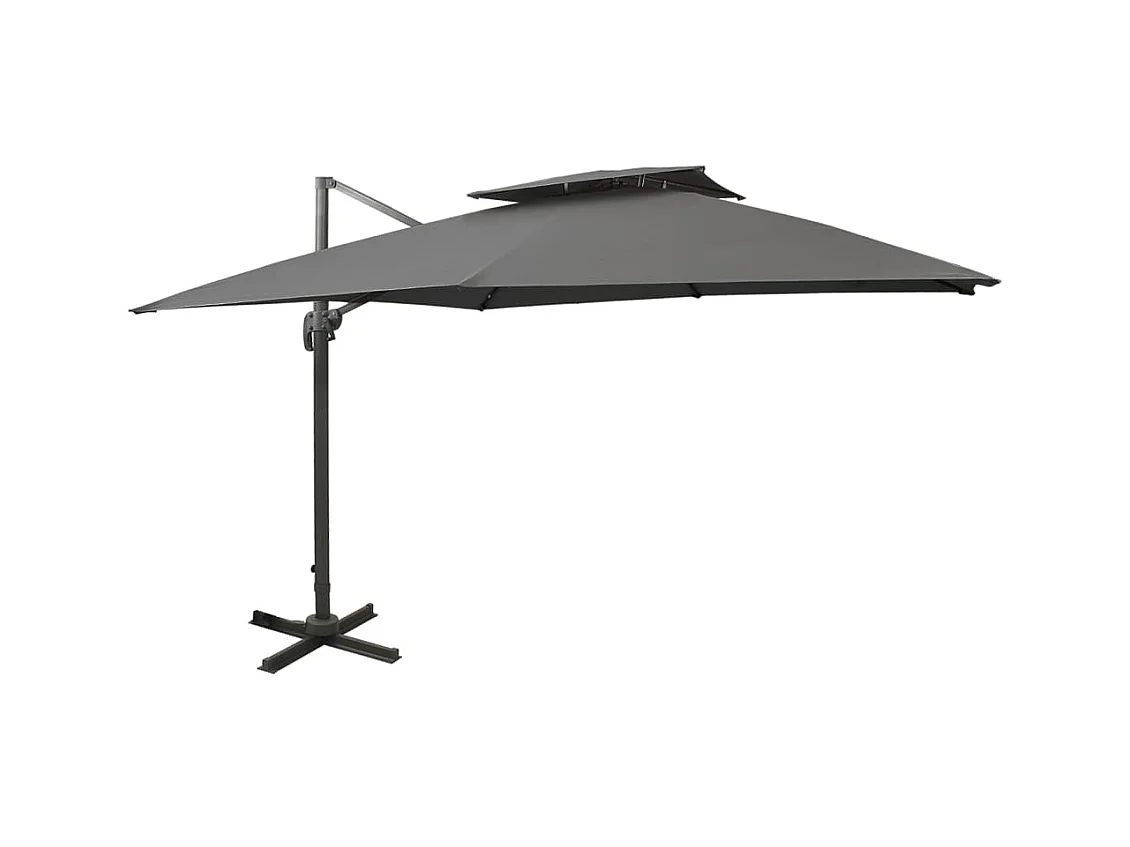 Parasol déporté avec double toit 300x300 cm anthracite