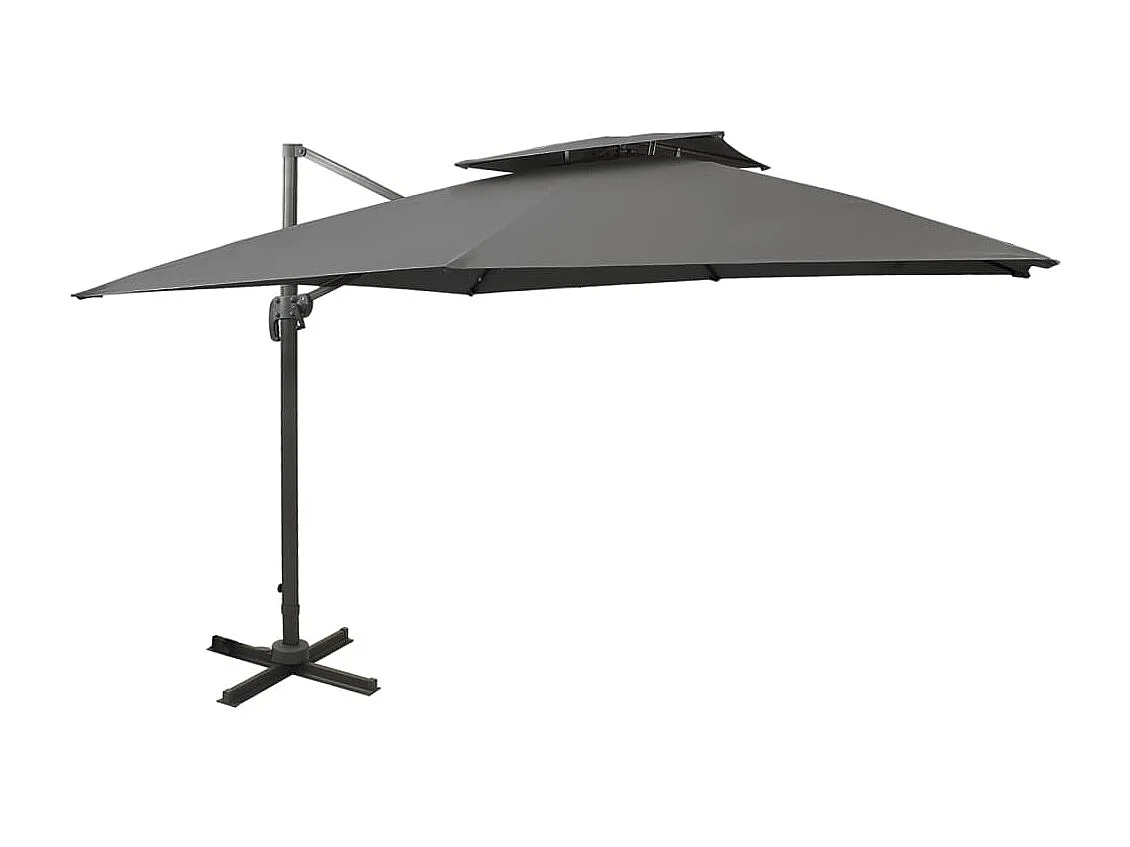 Parasol déporté avec double toit 300x300 cm anthracite