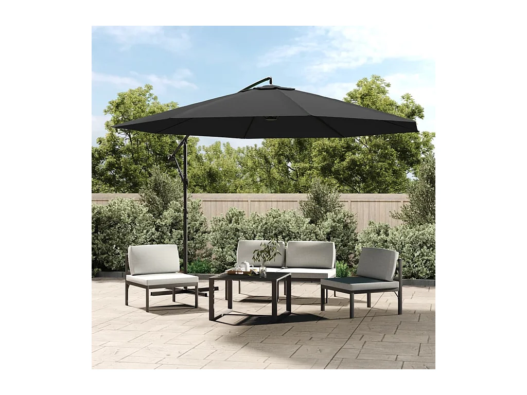 Parasol en porte-à-faux avec poteau Aluminium 350 cm Anthracite