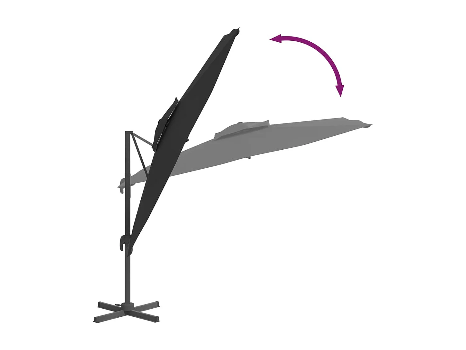 Ampelschirm mit Doppeldach Schwarz 400x300 cm