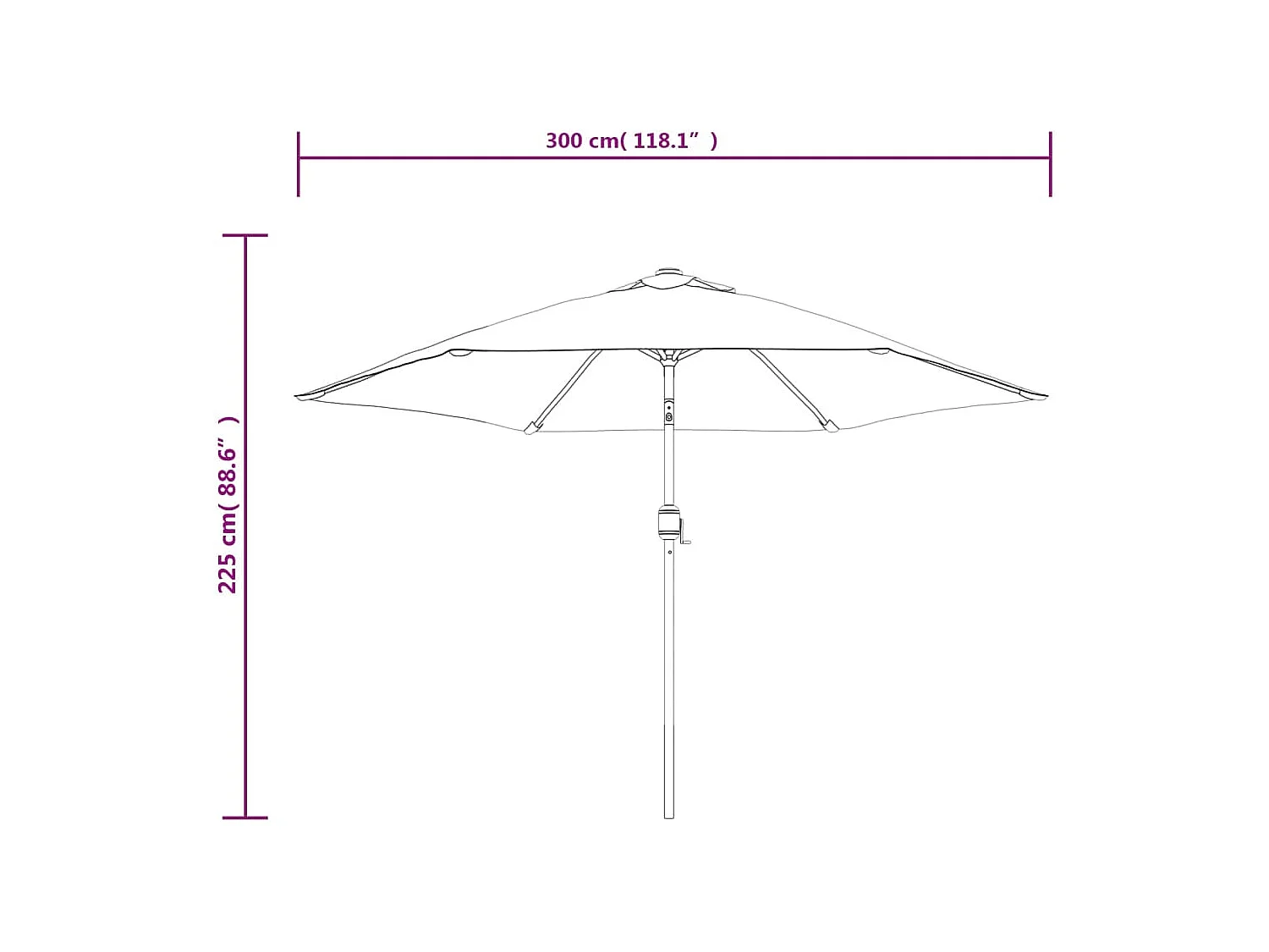 Parasol cantilever à LED 3 m blanc sable