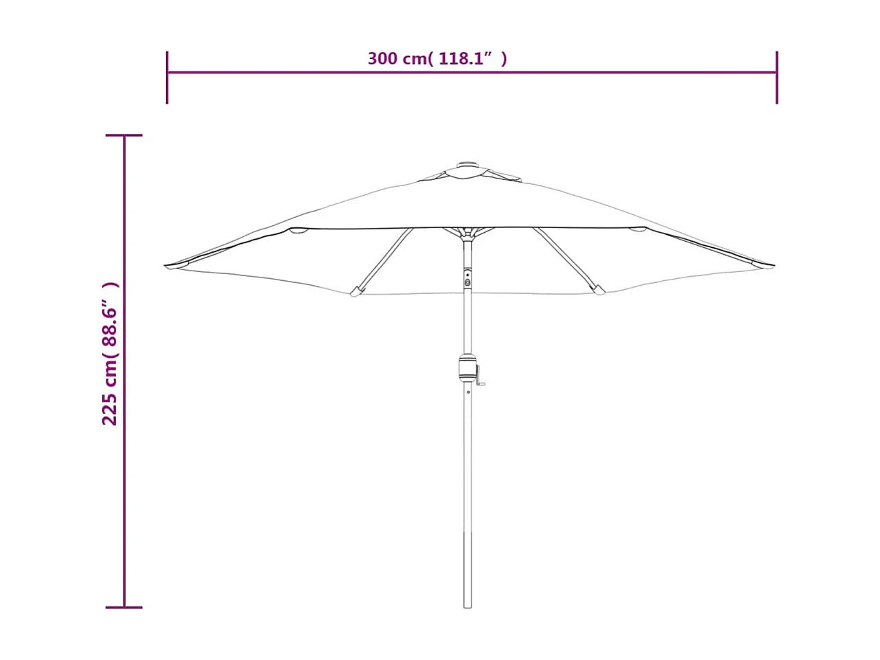 Parasol cantilever à LED 3 m blanc sable