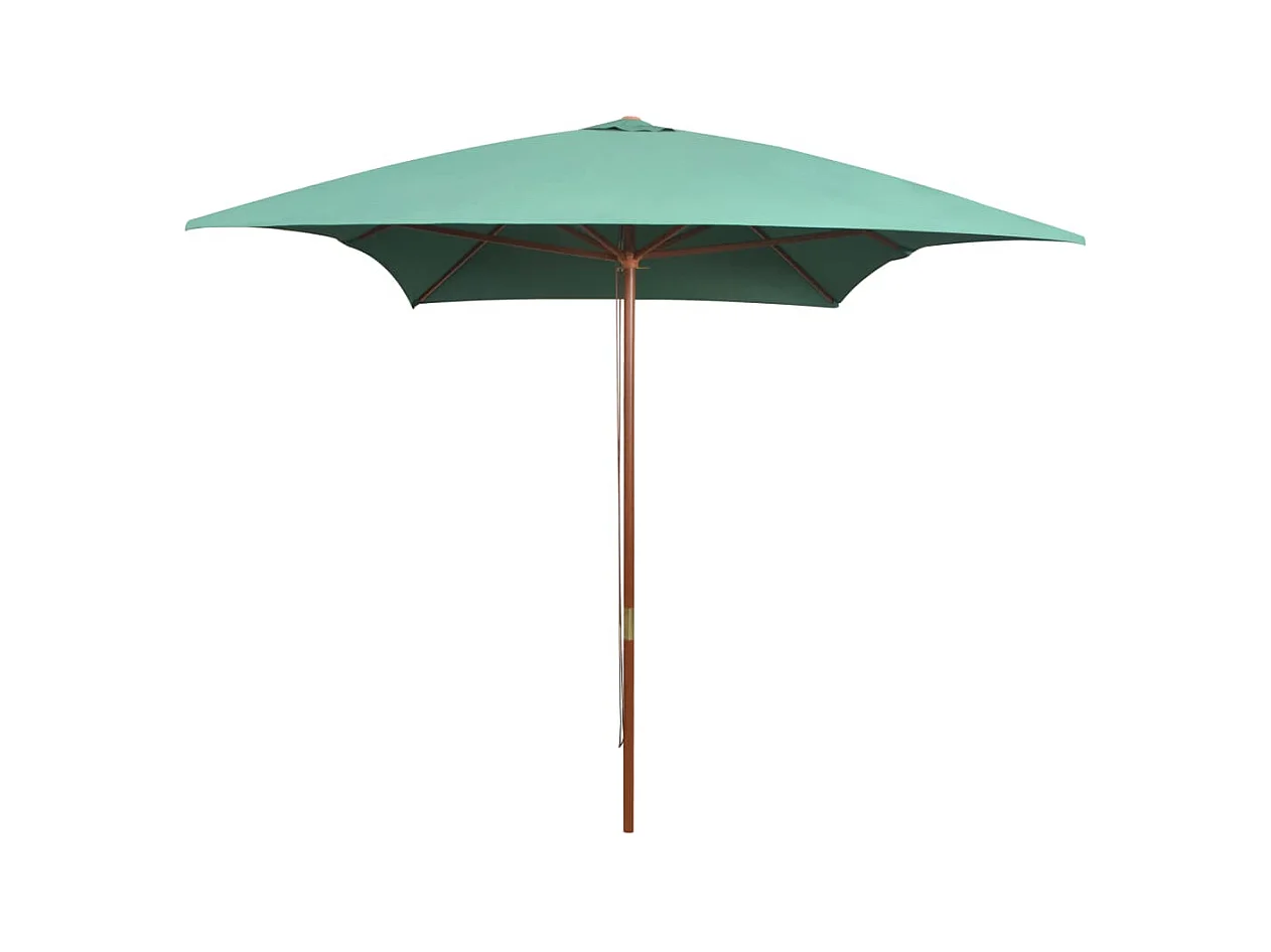 Parasol avec poteau en bois 200 x 300 cm Vert