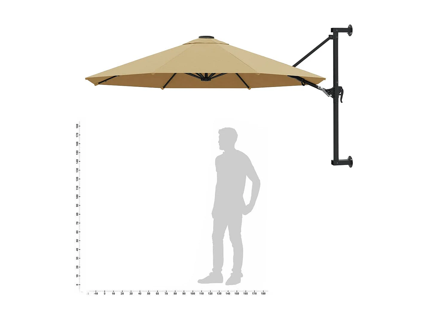 Parasol mural avec mât métallique 300 cm Taupe
