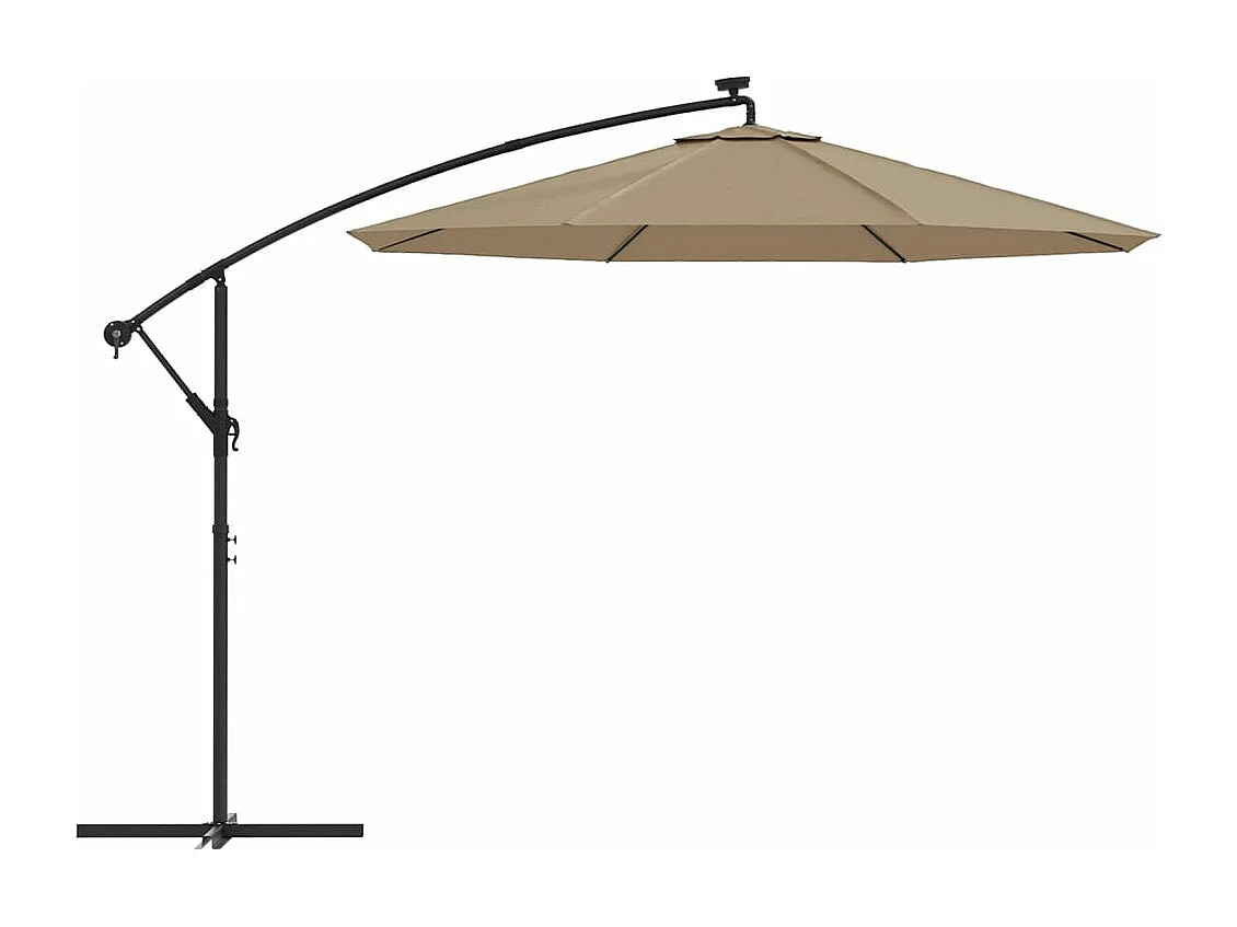 LED zweefparasol en stalen paal 300 cm Taupe