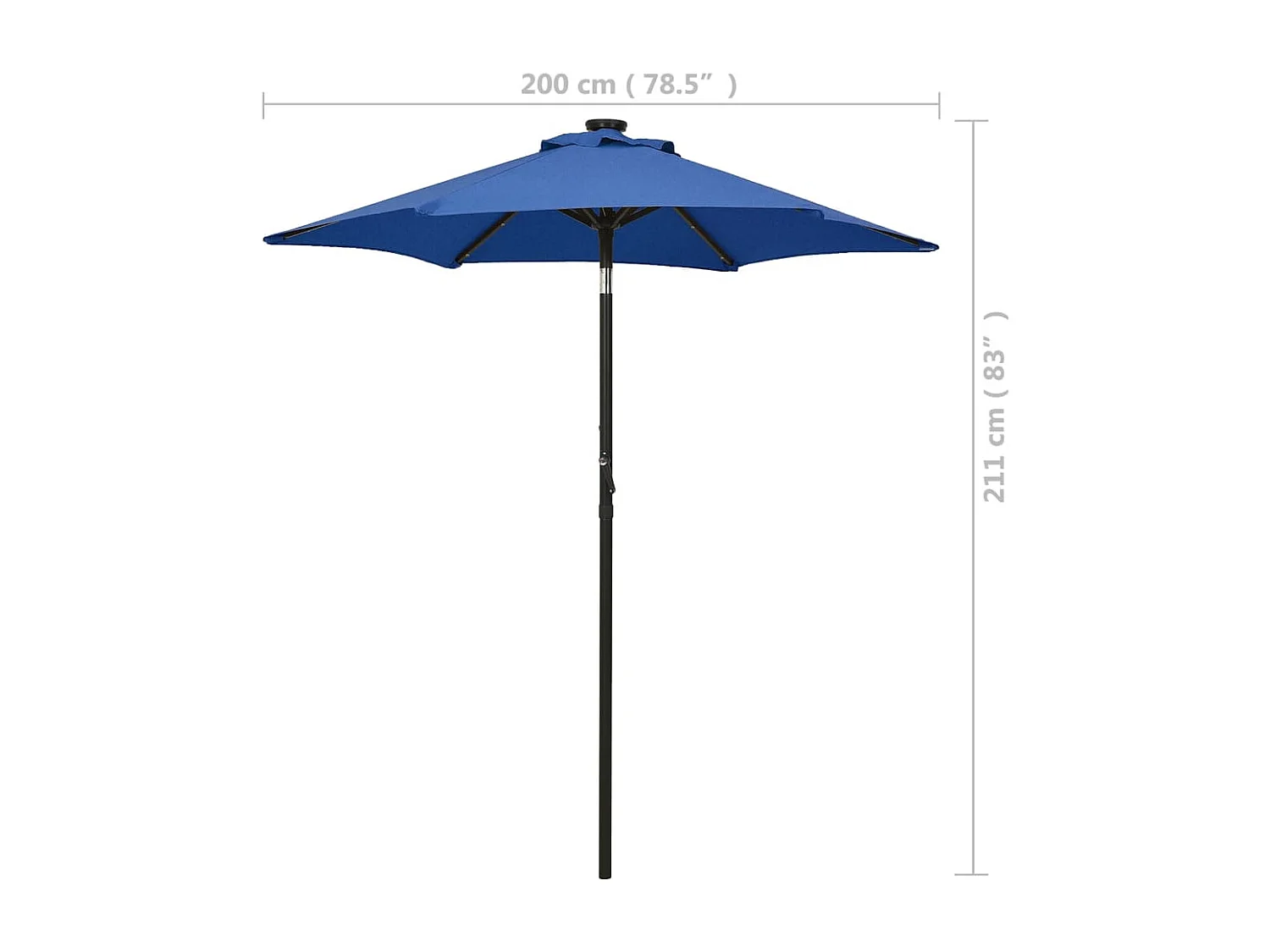 Parasol avec lumières LED Bleu azuré 200x211 cm Aluminium