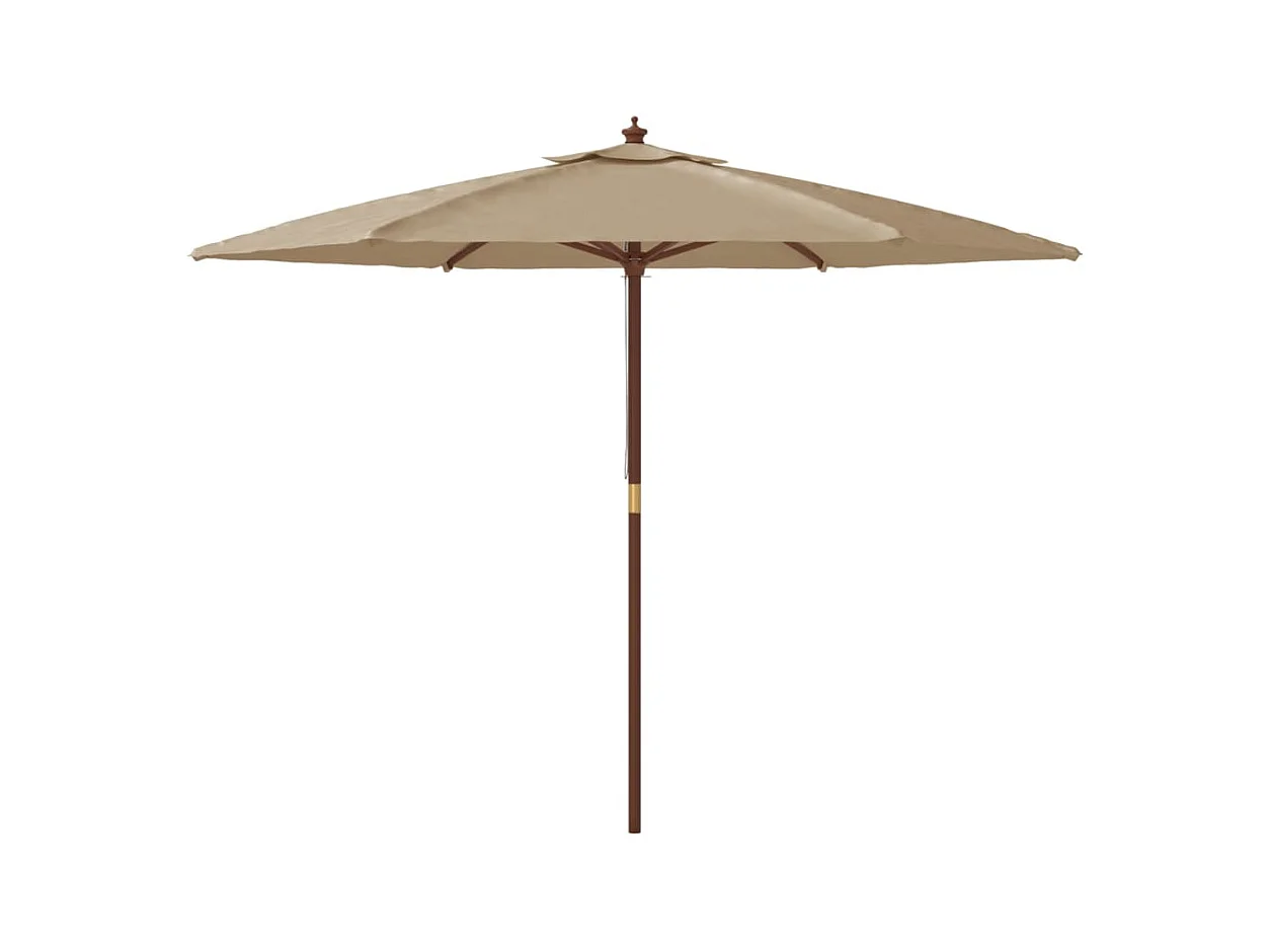 Parasol de jardin avec mât en bois taupe 299x240 cm