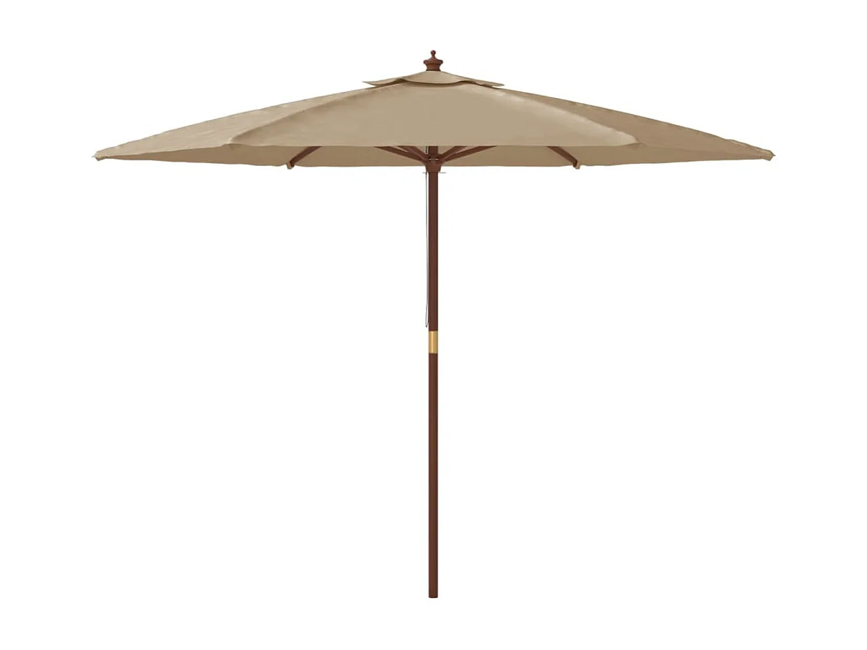 Tuinparasol met taupe houten paal 299x240 cm