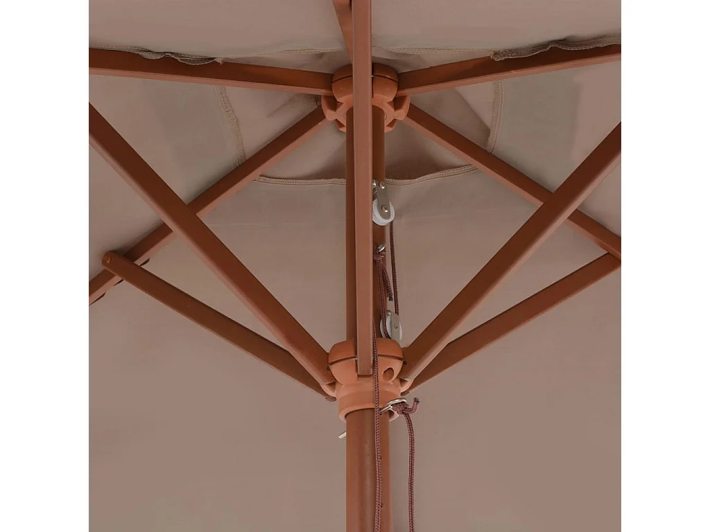 Ombrellone con palo in legno 150 x 200 cm Tortora