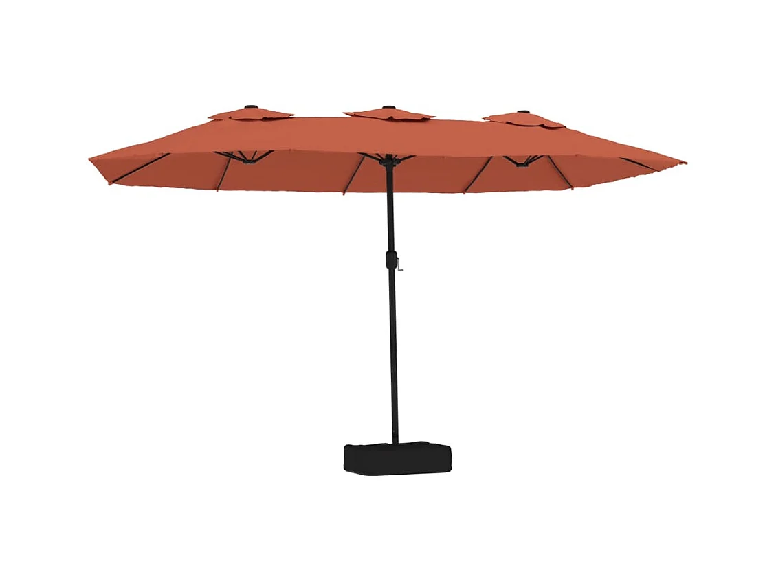 Parasol à double tête avec LED terre cuite 449x245 cm