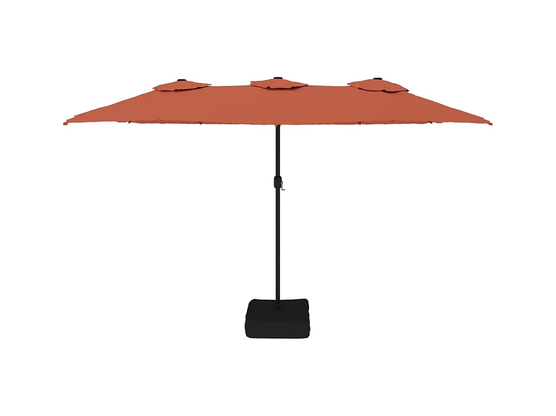 Parasol à double tête avec LED terre cuite 449x245 cm