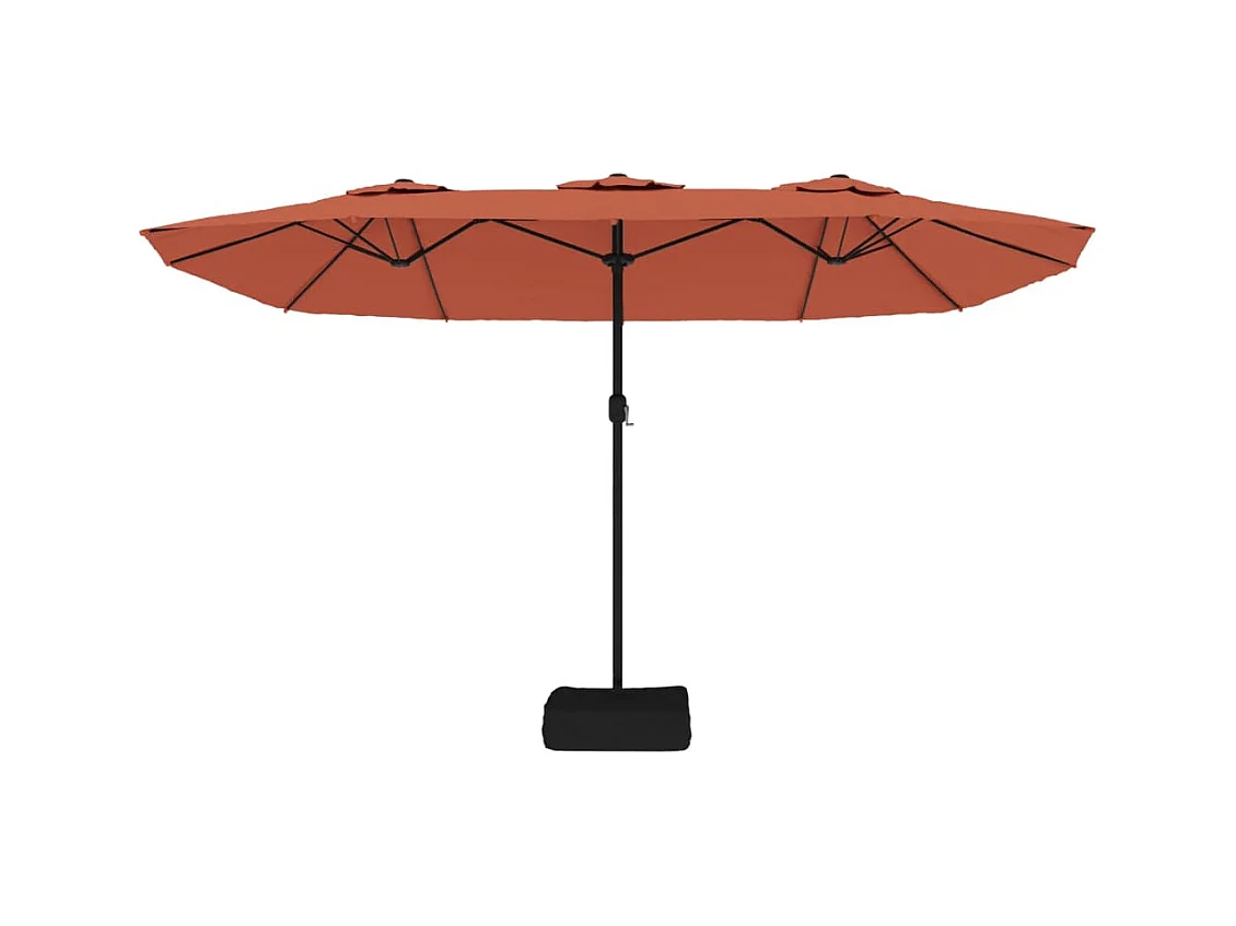 Parasol à double tête avec LED terre cuite 449x245 cm