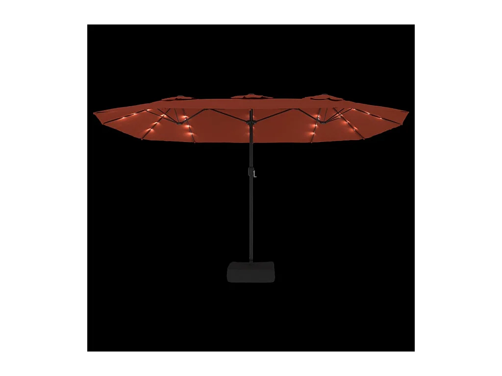 Parasol à double tête avec LED terre cuite 449x245 cm
