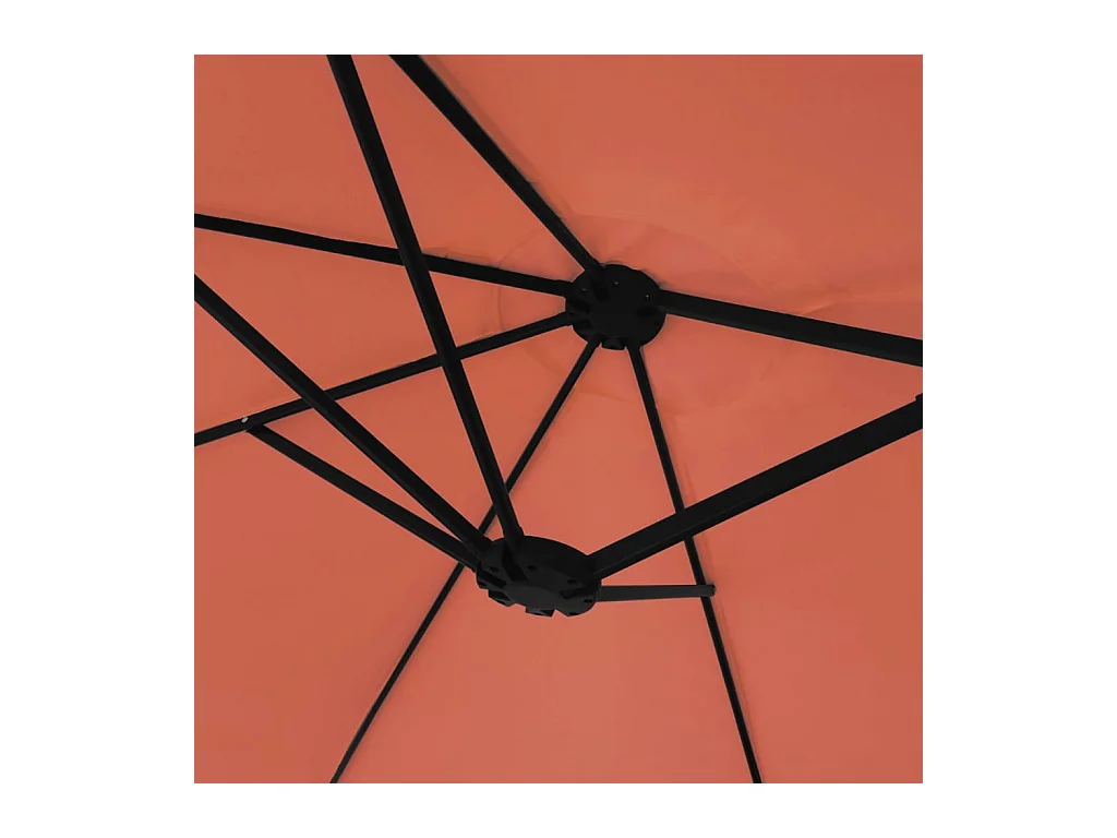 Parasol à double tête avec LED terre cuite 449x245 cm