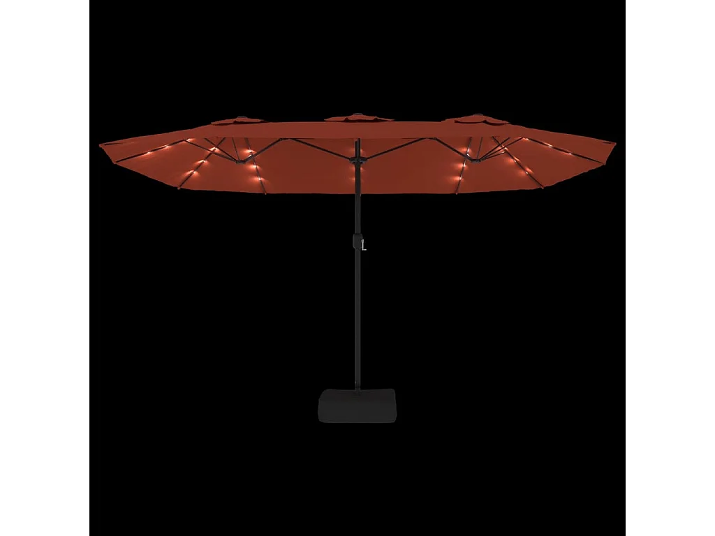 Dubbelkoppige parasol met LED terracotta 449x245 cm