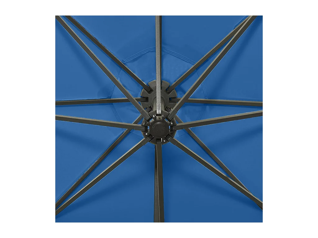 Ombrellone con palo e luci LED Blu azzurro 300 cm