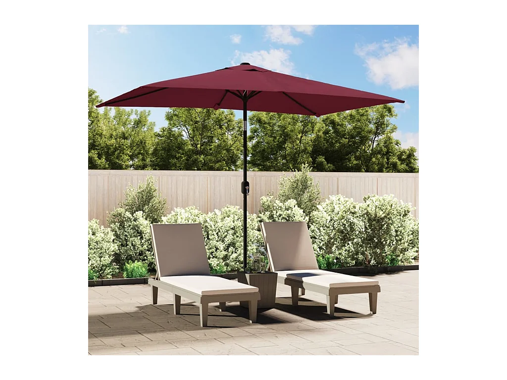 Parasol avec mât en métal 300 x 200 cm Bordeaux