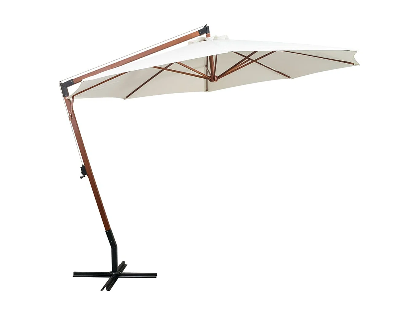 Guarda-sol 350 cm poste de madeira branco