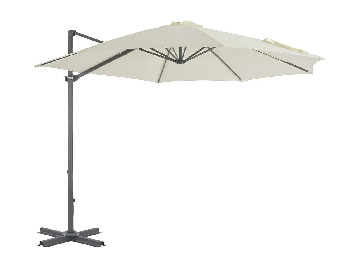 Parasol en porte-à-faux avec poteau en aluminium 300 cm Sable