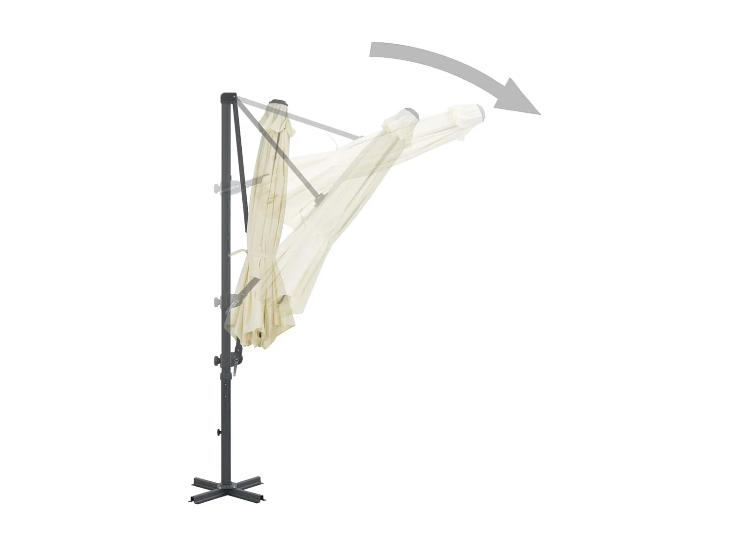 Parasol en porte-à-faux avec poteau en aluminium 300 cm Sable