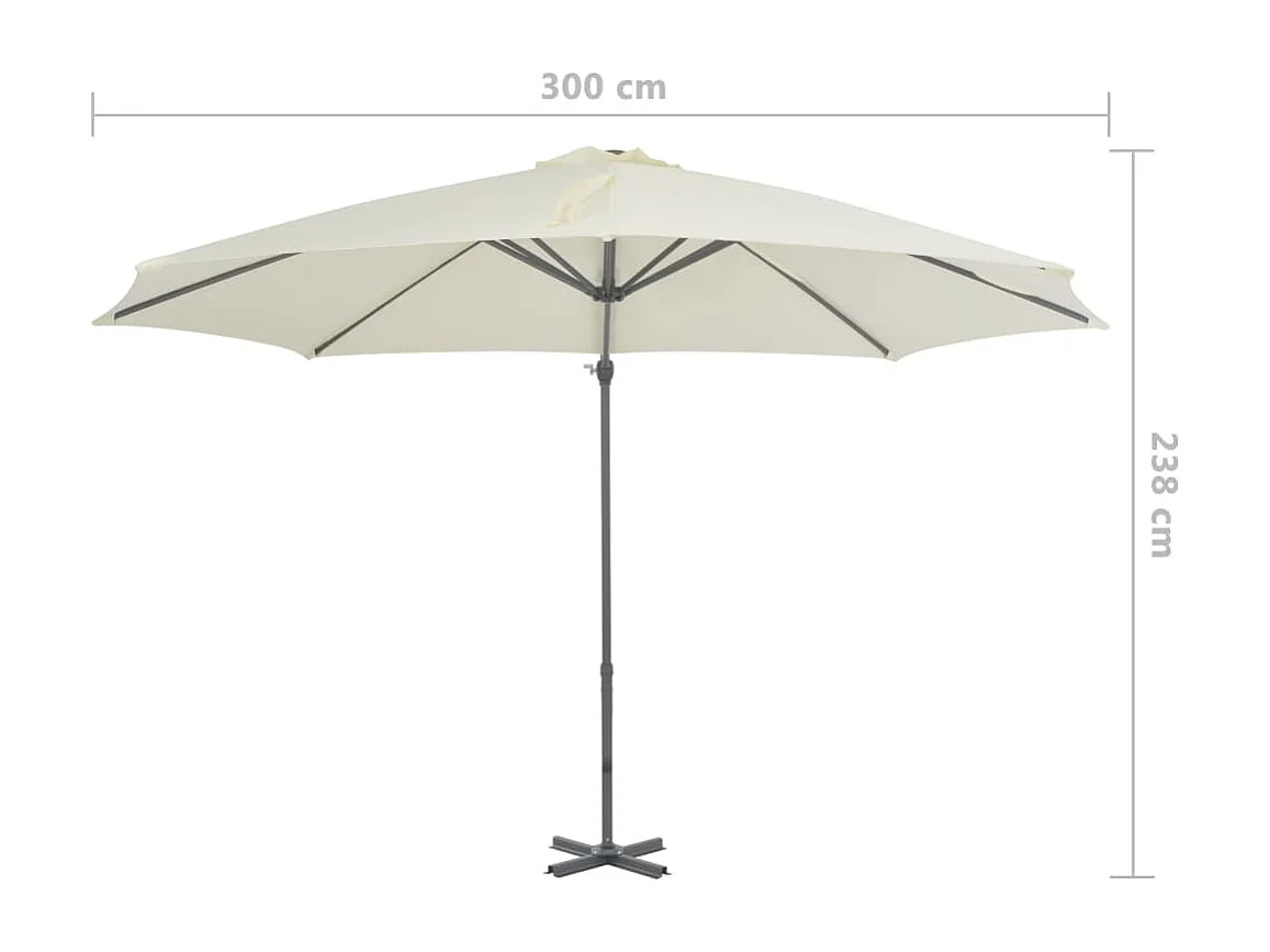 Parasol en porte-à-faux avec poteau en aluminium 300 cm Sable
