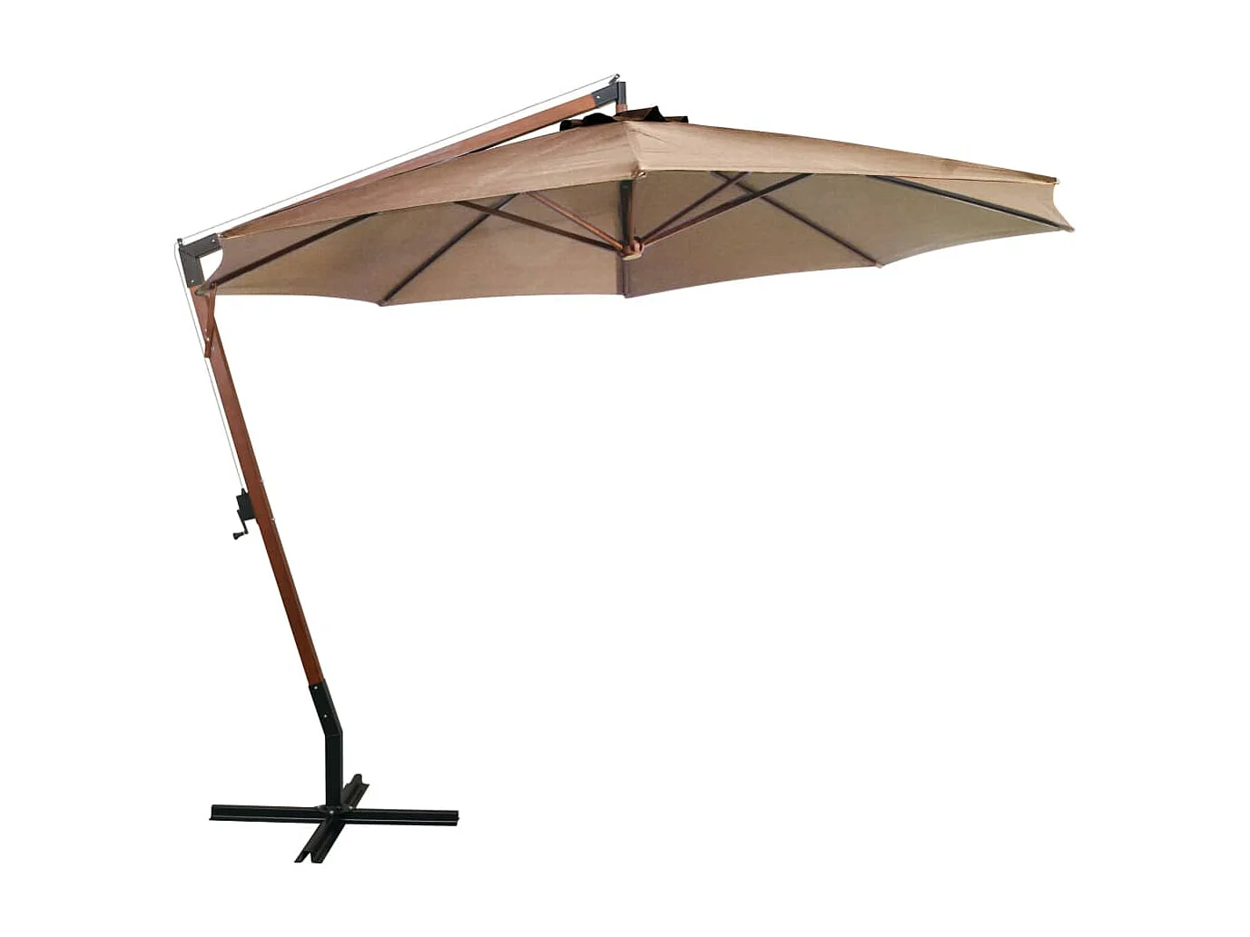 Parasol suspendu avec mât Taupe 3,5x2,9 m Bois de sapin massif