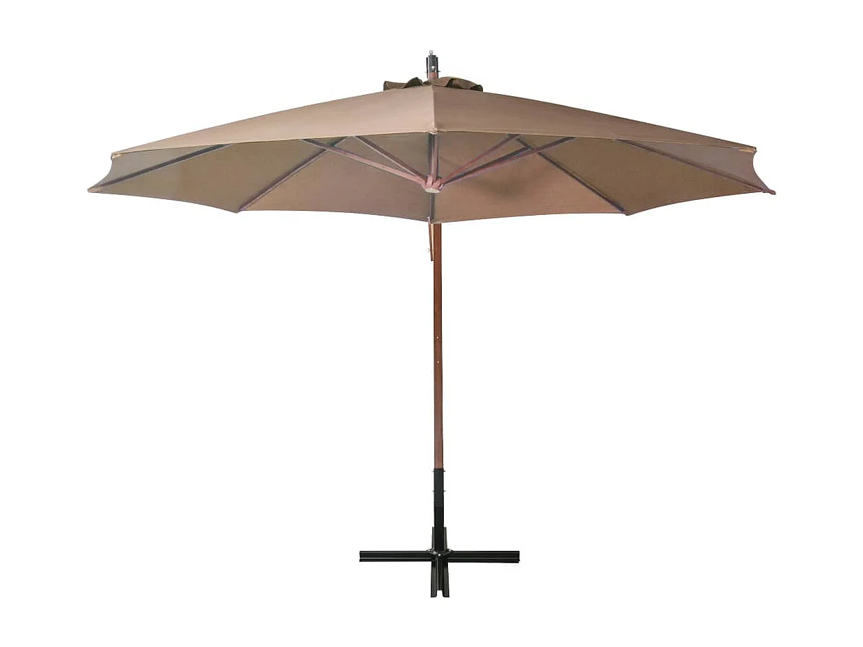 Parasol suspendu avec mât Taupe 3,5x2,9 m Bois de sapin massif