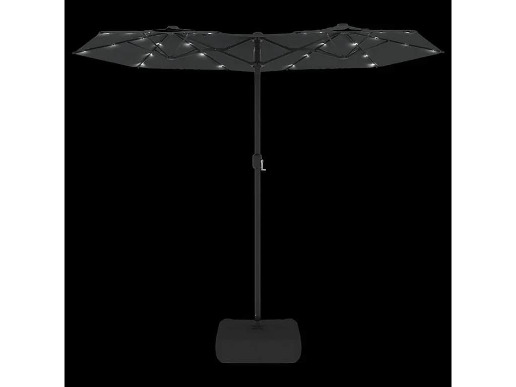 Doppelkopf-Sonnenschirm mit anthrazitfarbener LED 316x240 cm