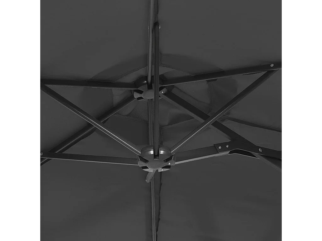 Doppelkopf-Sonnenschirm mit anthrazitfarbener LED 316x240 cm